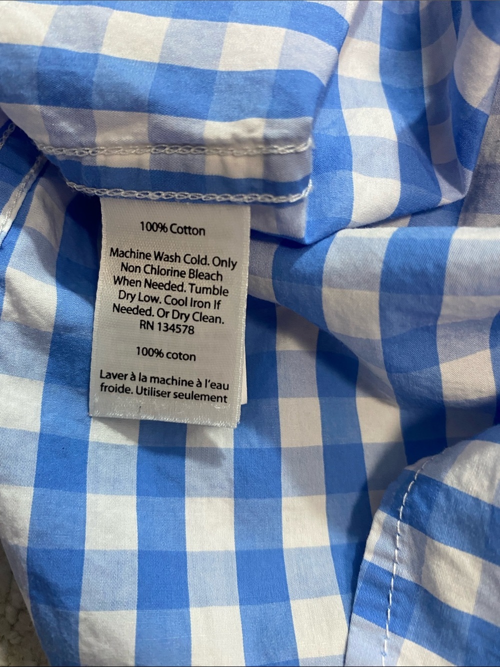 Vineyard Vines Blue and White Gingham Button-Down Shirt Size 8 100% Cotton - Picture 11 of 16